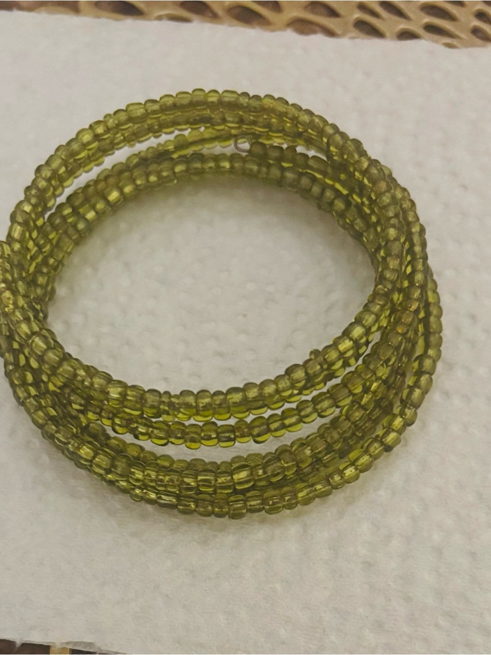 Olive Green Seed Bead Coil Bracelet - Women Jewelry